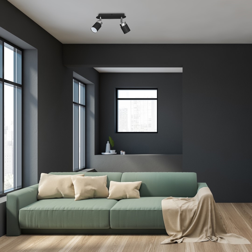 Spotlampe JOKER 2xGU10/25W/230V sort/poleret krom