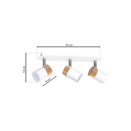 Spotlampe JOKER WHITE WOOD 3xGU10/8W/230V