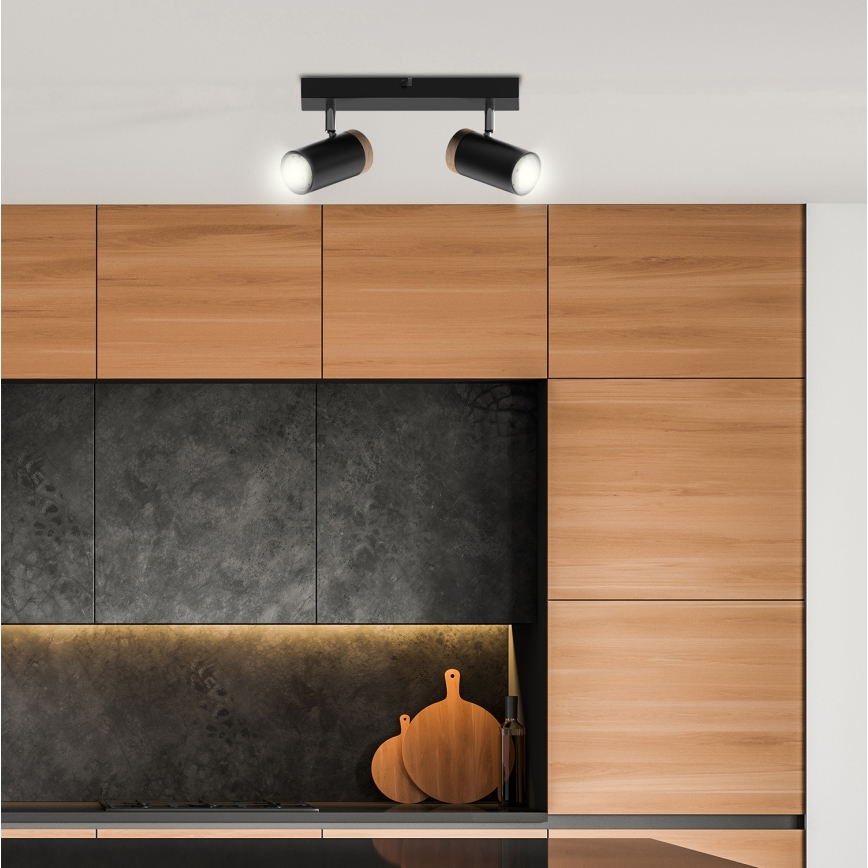 Spotlampe LAGOS 2xGU10/15W/230V sort/brun