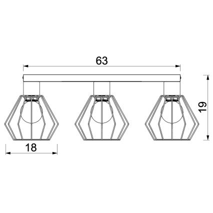 Spotlampe LETI 3xE27/15W/230V sort
