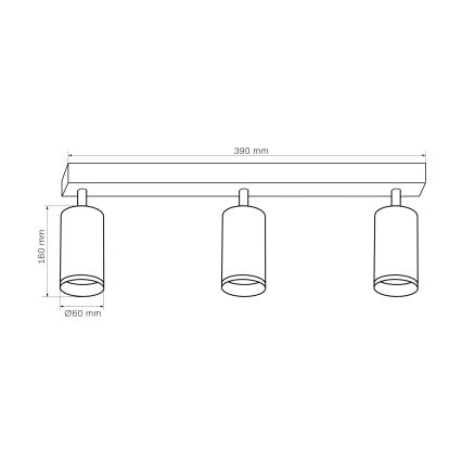 Spotlampe LONDON 3xGU10/10W/230V sort