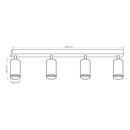 Spotlampe LONDON 4xGU10/10W/230V sort