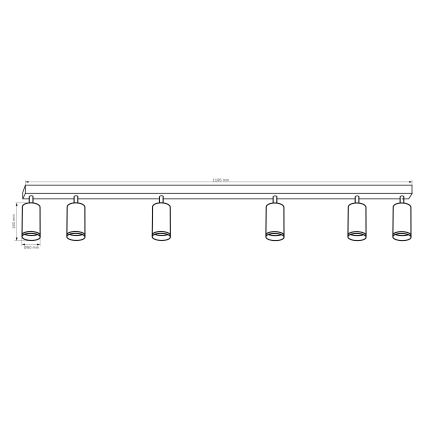 Spotlampe LONDON 6xGU10/10W/230V sort