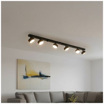 Spotlampe LUNVIGO 6xGX53/35W/230V sort