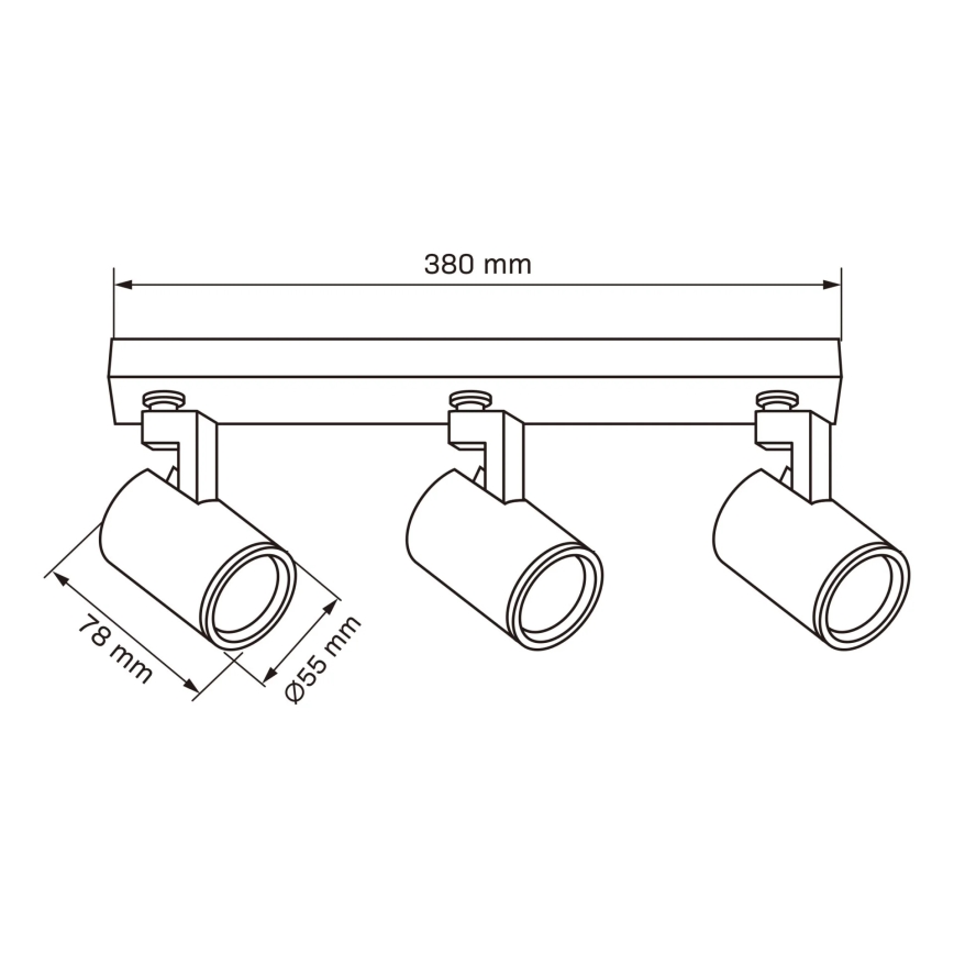 Spotlampe LYNX 3xGU10/10W/230V sort
