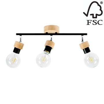 Spotlampe MARJOLAINE 3xE27/25W/230V egetræ - FSC-certificeret