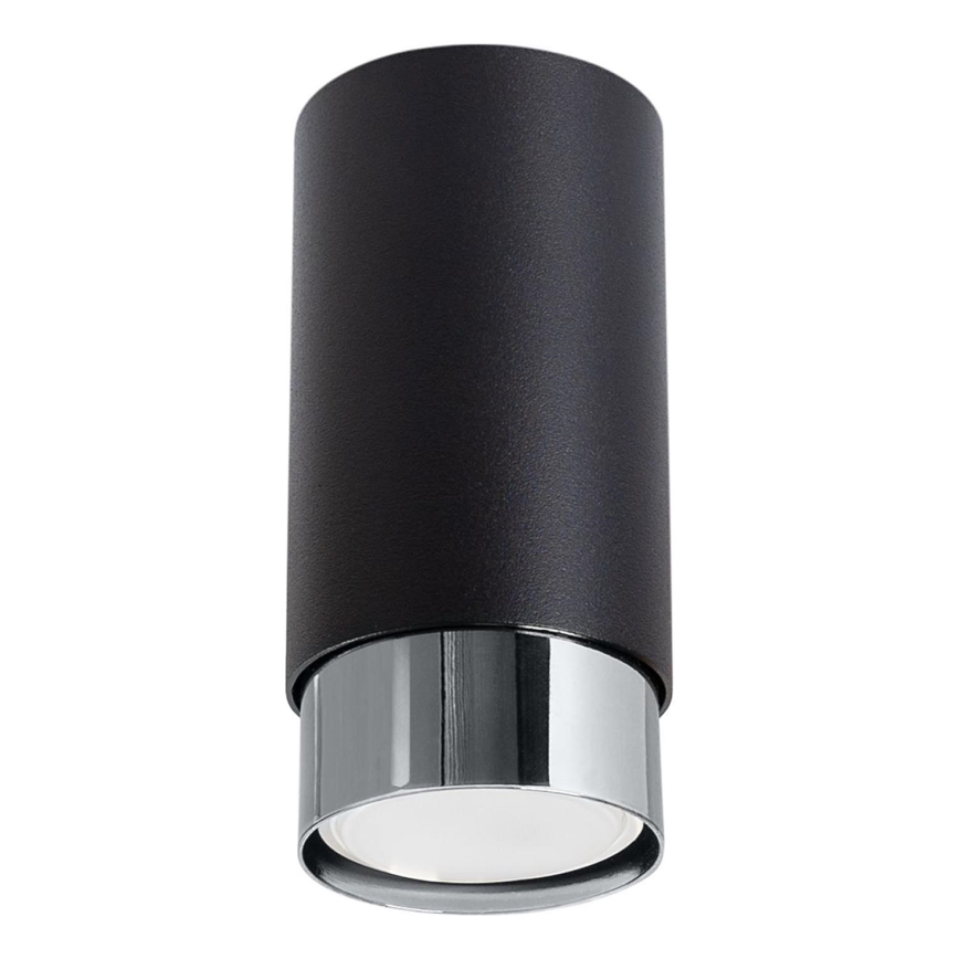 Spotlampe NERO 1xGU10/10W/230V 12,5 cm sort/skinnende krom