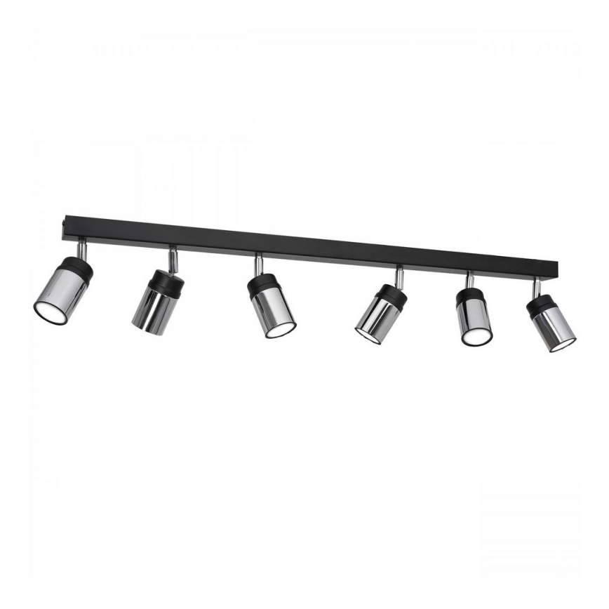 Spotlampe NEST 6xGU10/8W/230V sort/skinnende krom