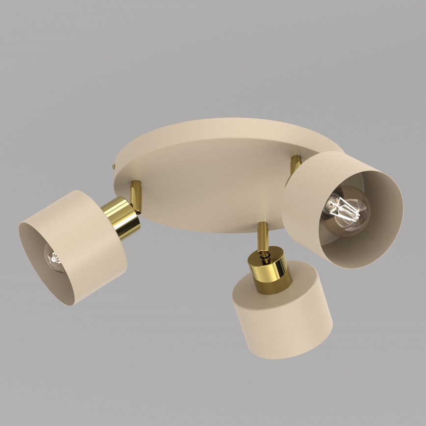 Spotlampe PARKLA 3xE27/15W/230V beige/guldfarvet