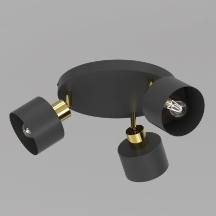 Spotlampe PARKLA 3xE27/15W/230V sort/guld