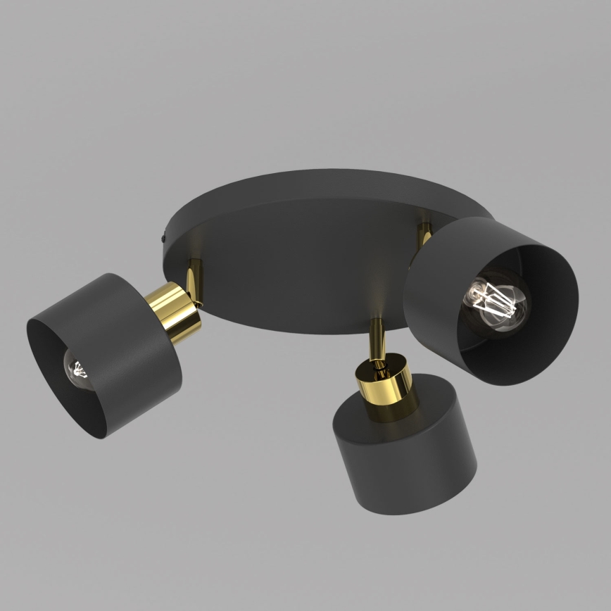 Spotlampe PARKLA 3xE27/15W/230V sort/guld