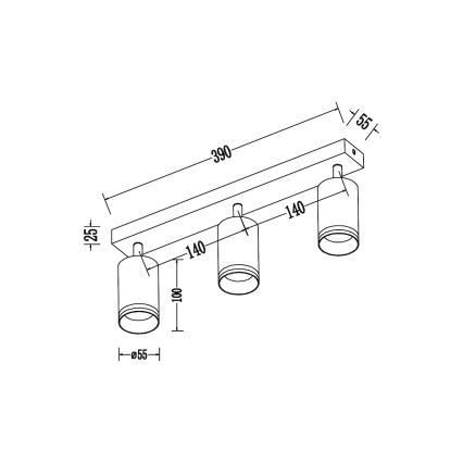 Spotlampe PIPE 3xGU10/10W/230V hvid