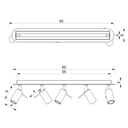 Spotlampe PRESTON 5xGU10/MR11/40W/230V blå