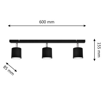 Spotlampe PUNTA 3xGX53/10W/230V sort