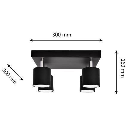 Spotlampe PUNTA 4xGX53/10W/230V sort