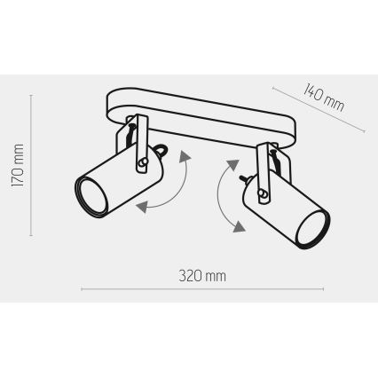 Spotlampe REDO 2xGU10/10W/230V guld/sort