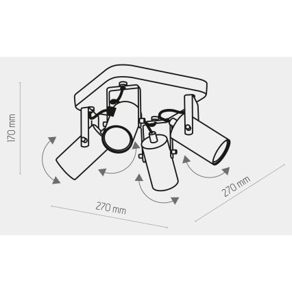 Spotlampe REDO 4xGU10/10W/230V sort