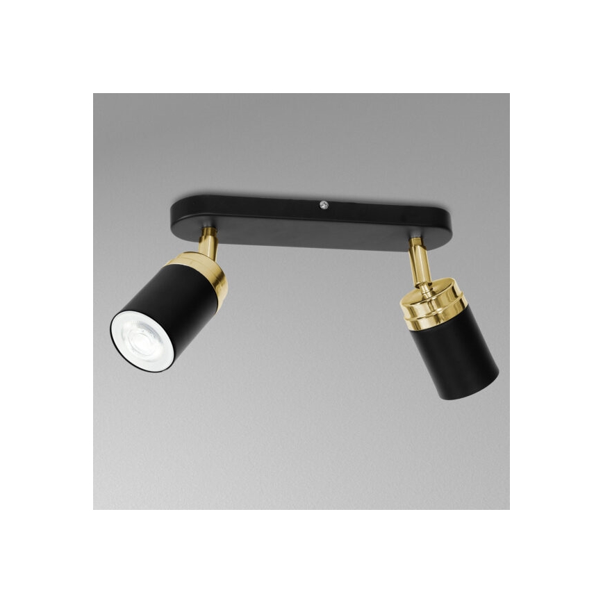 Spotlampe RENO 2xGU10/60W/230V sort/gylden
