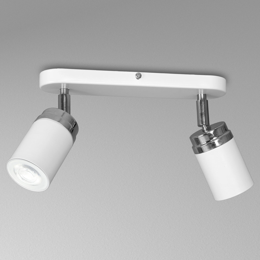 Spotlampe RENO 2xGU10/8W/230V hvid/skinnende krom
