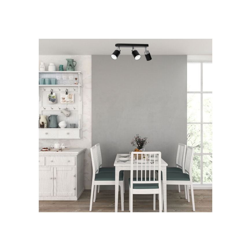 Spotlampe RENO 3xGU10/8W/230V sort/skinnende krom