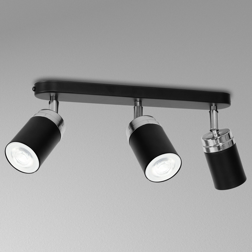 Spotlampe RENO 3xGU10/8W/230V sort/skinnende krom