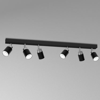 Spotlampe RENO 6xGU10/60W/230V sort/skinnende krom