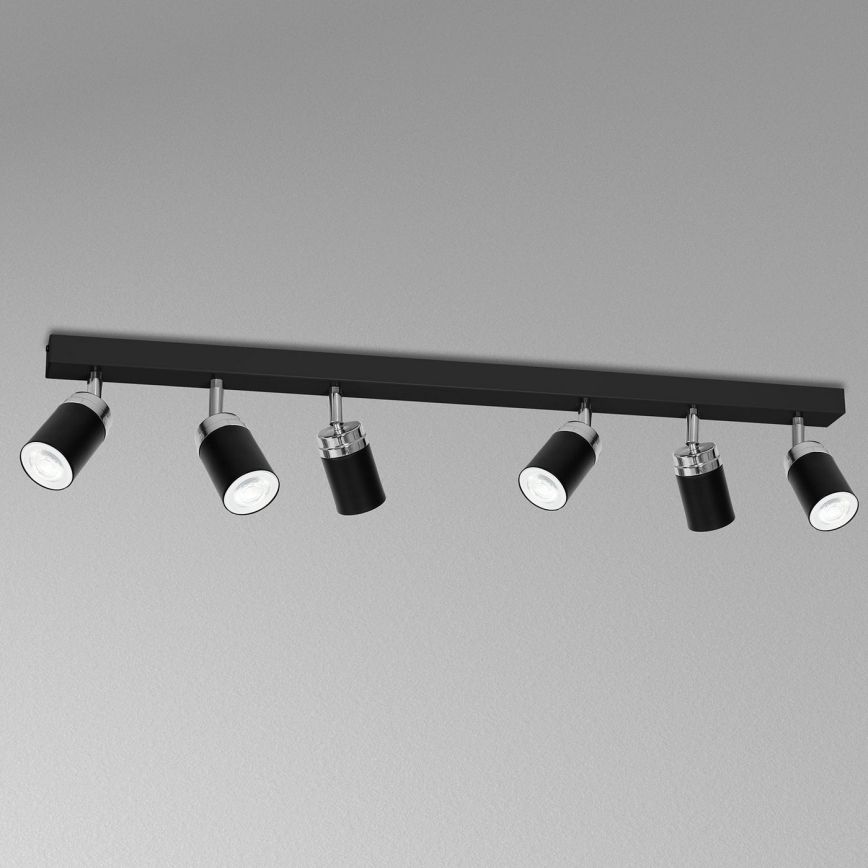 Spotlampe RENO 6xGU10/60W/230V sort/skinnende krom