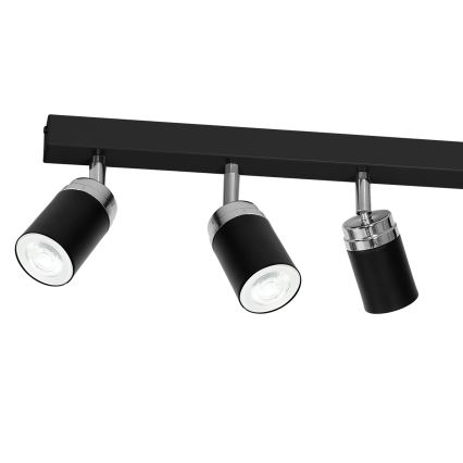Spotlampe RENO 6xGU10/60W/230V sort/skinnende krom