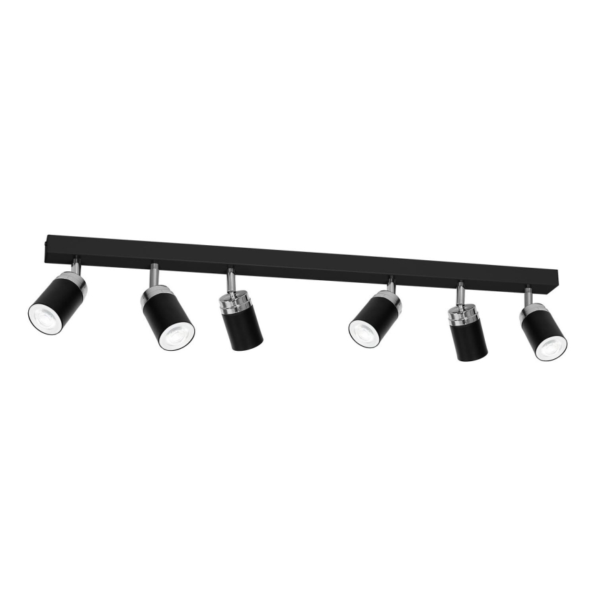 Spotlampe RENO 6xGU10/60W/230V sort/skinnende krom