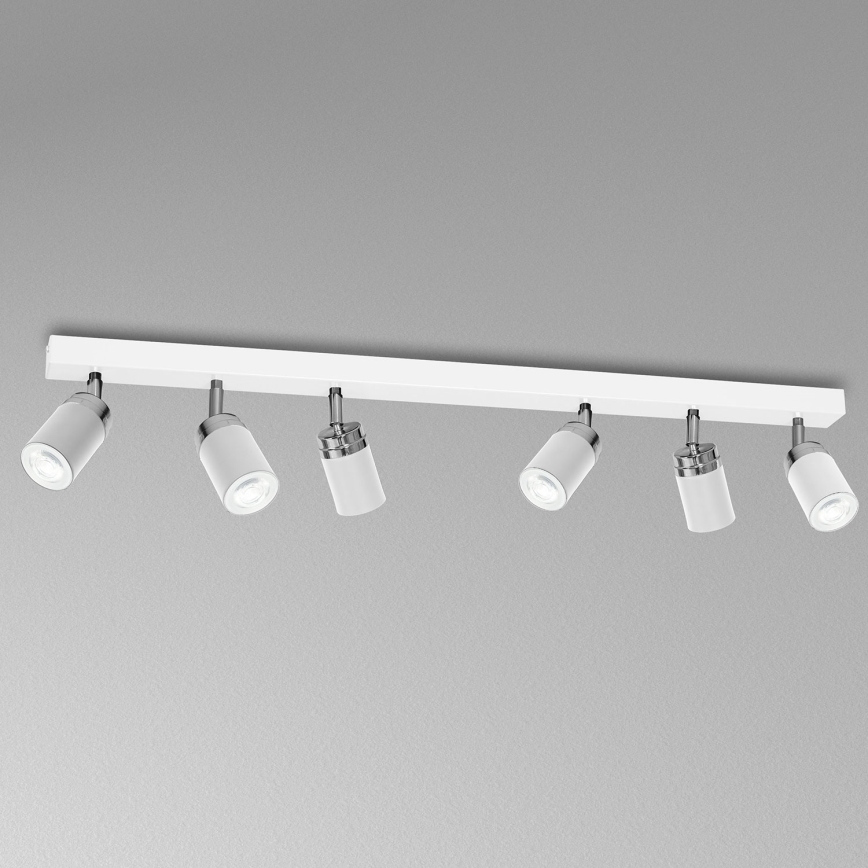 Spotlampe RENO 6xGU10/8W/230V hvid/skinnende krom