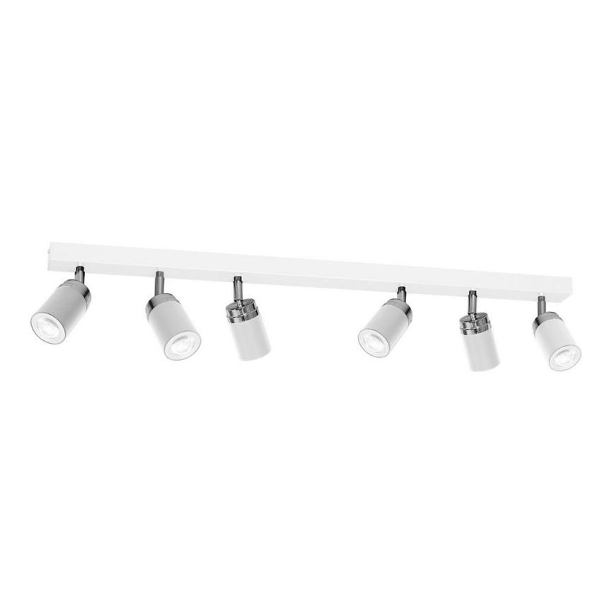 Spotlampe RENO 6xGU10/8W/230V hvid/skinnende krom