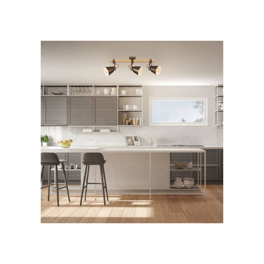 Spotlampe RETRO 3xE27/40W/230V brun