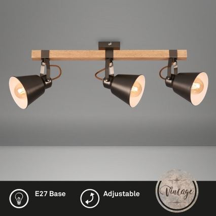 Spotlampe RETRO 3xE27/40W/230V brun