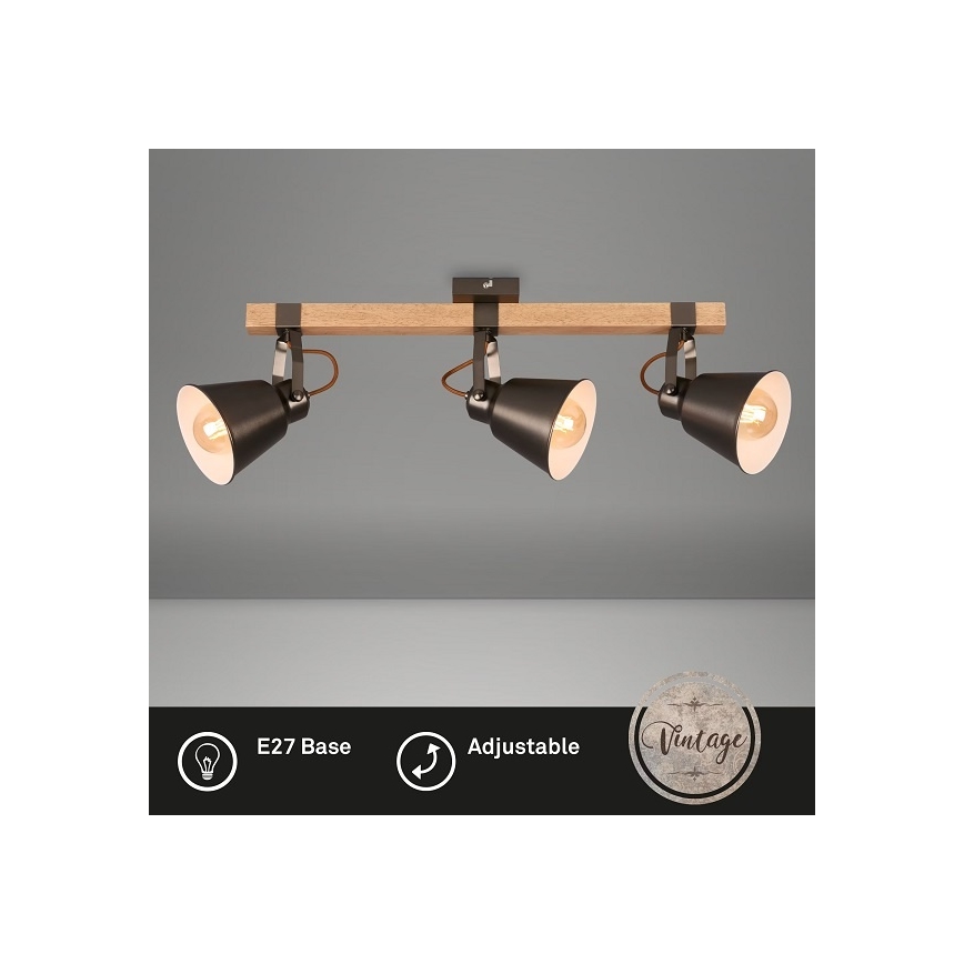 Spotlampe RETRO 3xE27/40W/230V brun