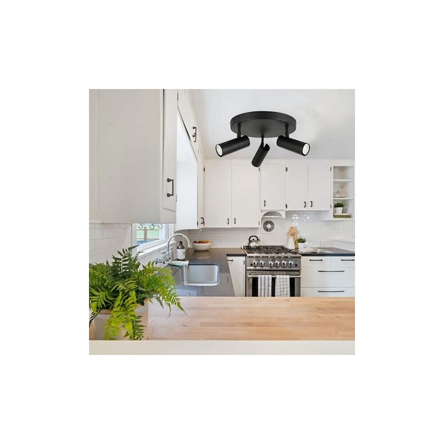 Spotlampe ROSETTE 3xGU10/7W/230V sort