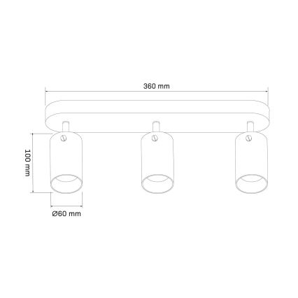 Spotlampe SMOKY 3xGU10/10W/230V sort