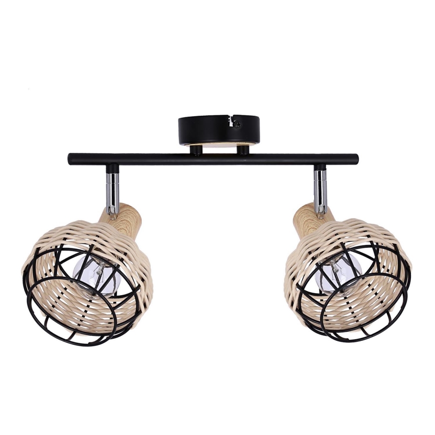 Spotlampe TAJGA 2xE14/40W/230V Rattan/sort