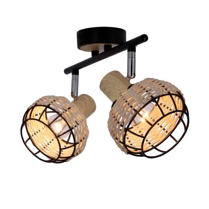 Spotlampe TAJGA 2xE14/40W/230V Rattan/sort