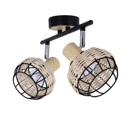 Spotlampe TAJGA 2xE14/40W/230V Rattan/sort