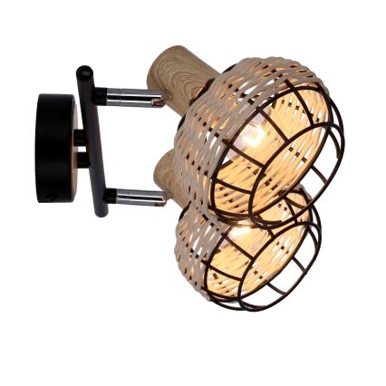 Spotlampe TAJGA 2xE14/40W/230V Rattan/sort