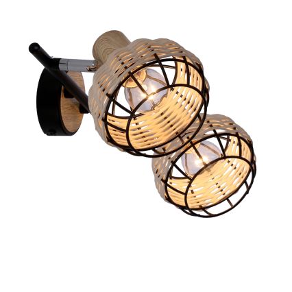 Spotlampe TAJGA 2xE14/40W/230V Rattan/sort