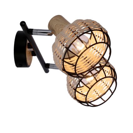 Spotlampe TAJGA 2xE14/40W/230V Rattan/sort