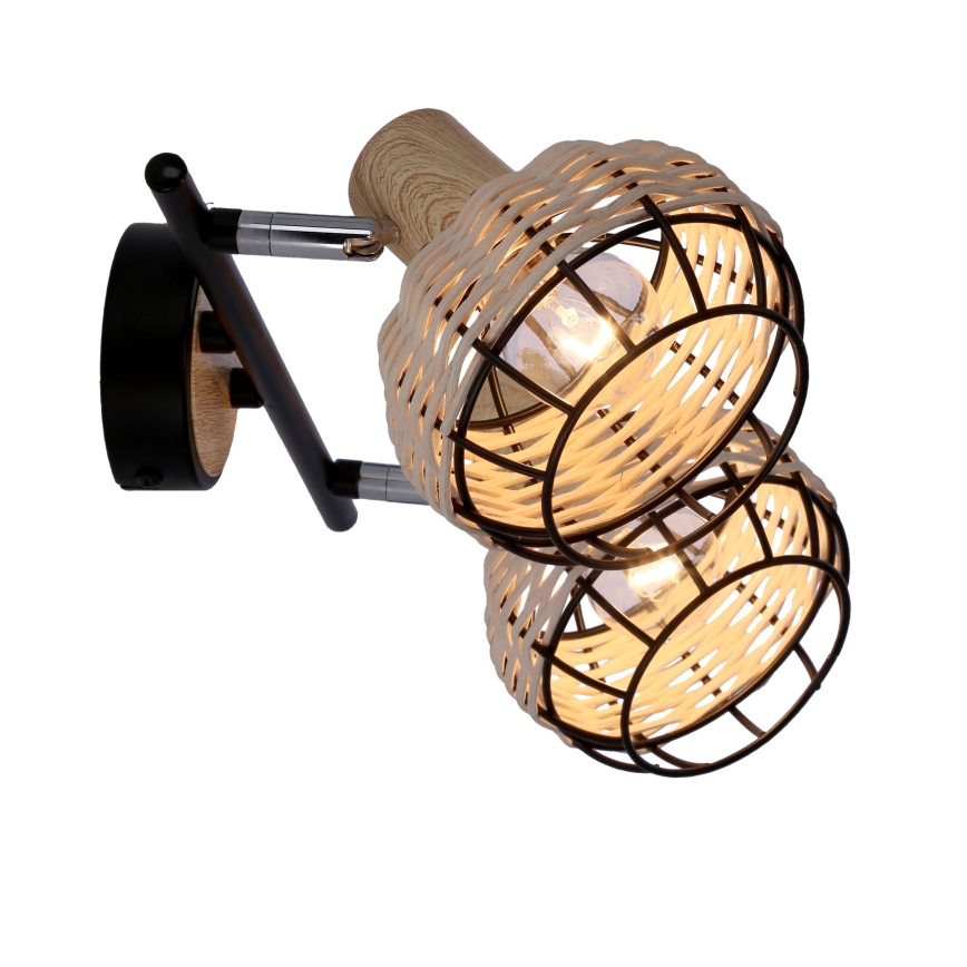 Spotlampe TAJGA 2xE14/40W/230V Rattan/sort