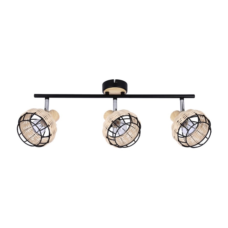 Spotlampe TAJGA 3xE14/40W/230V Rattan/sort