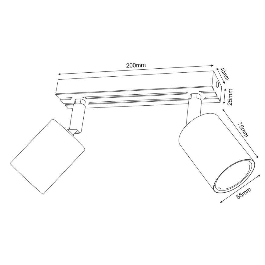 Spotlampe TERRA 2xGU10/8W/230V sort/eg