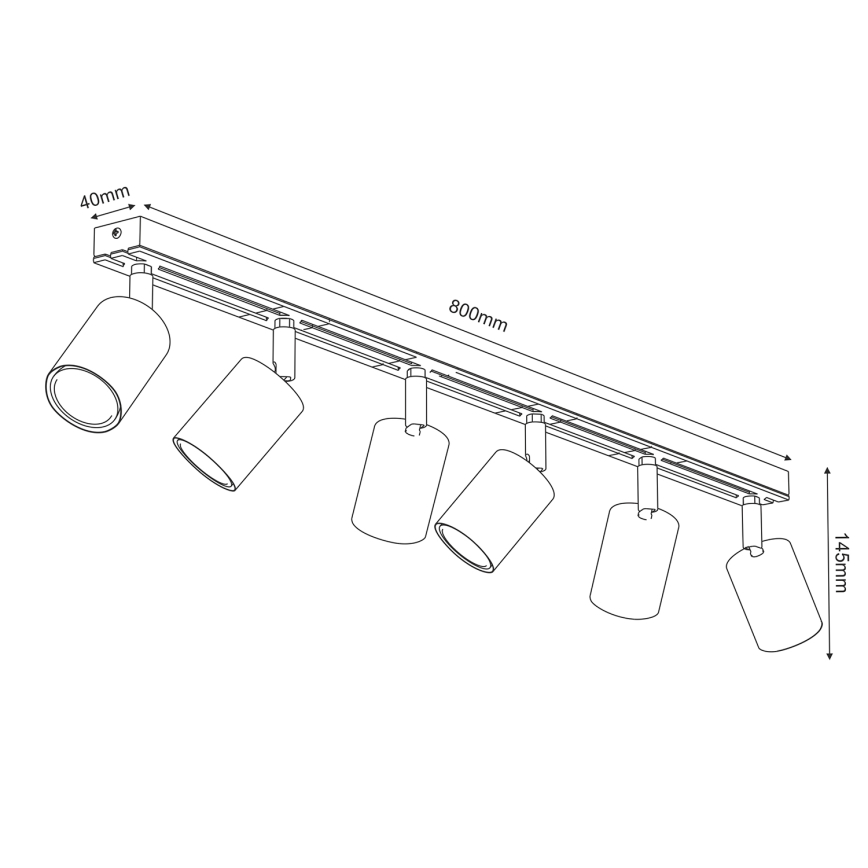 Spotlampe TERRA 6xGU10/8W/230V sort/eg