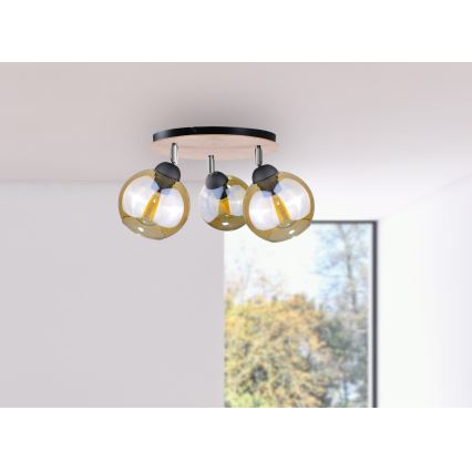 Spotlampe THEA WOOD 3xE27/60W/230V diameter 30 cm
