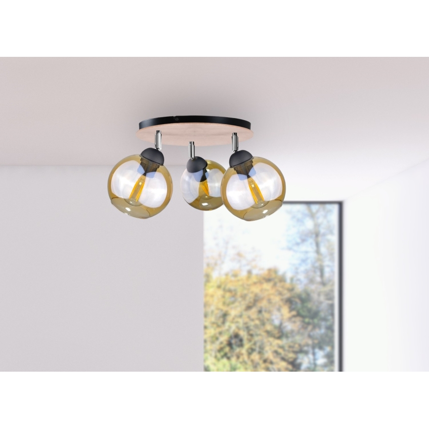 Spotlampe THEA WOOD 3xE27/60W/230V diameter 30 cm