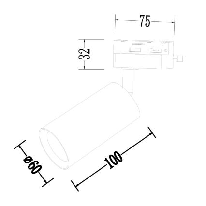 Spotlampe til 1-faset skinnesystem PIPE 1xGU10/10W/230V sort