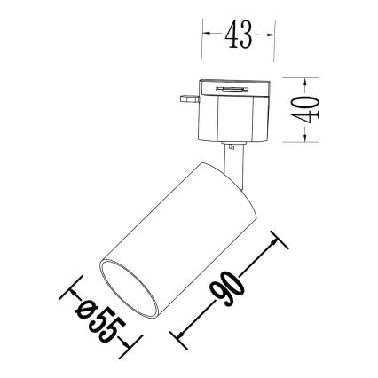 Spotlampe til 1-faset skinnesystem TIGER 1xGU10/10W/230V hvid